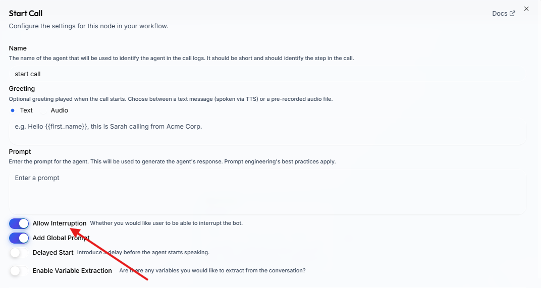 Allow Interruption Toggle