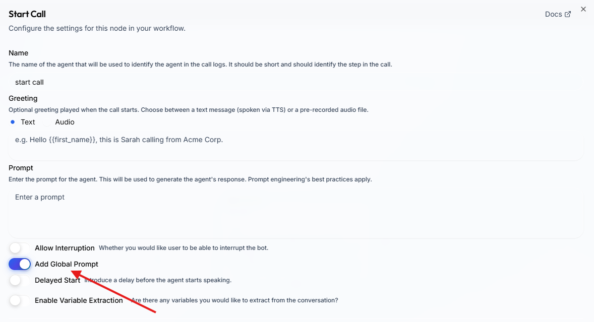 Add Global Prompt Selector